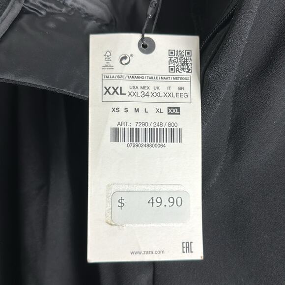 Zara High Waist Tapered Leg Trouser Pants Black Pleated Front  XXL - Picture 8 of 10